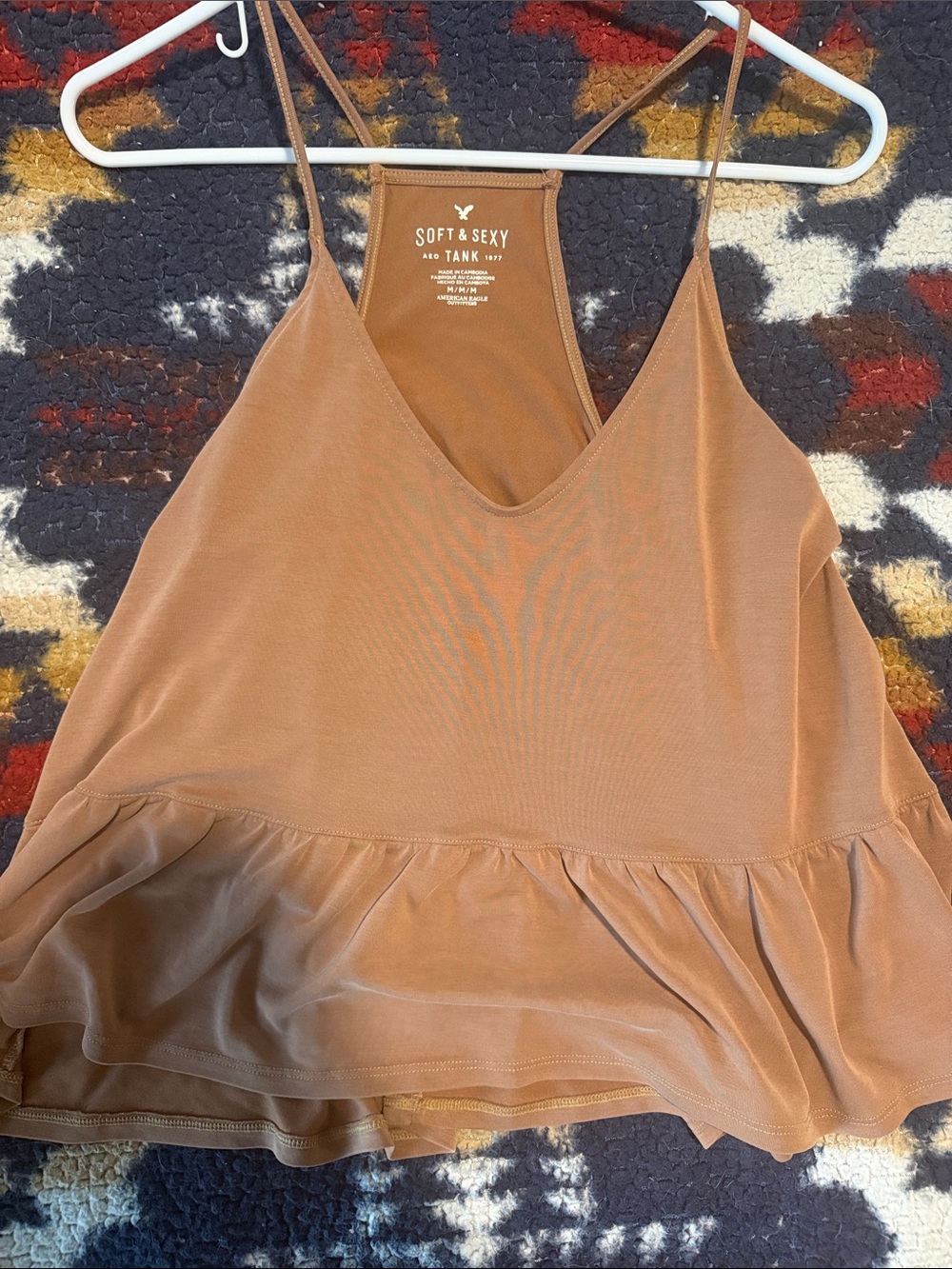 aerie Soft & Sexy Tan Ruffle Camisole Tank